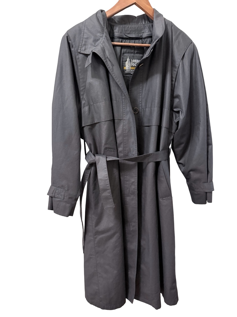 London Fog Petite Women’s Charcoal Grey Trench Coat